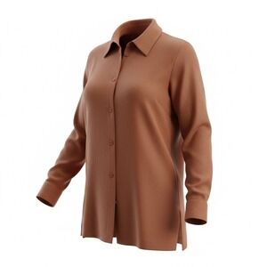 Katherine Kelly Collection Womens Brown Button Up Silk Blend Shirt Size 8